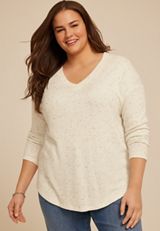 Plus Size 24/7 Berkley Speckled Long Sleeve Tee, C254, small