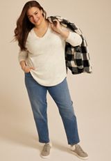 Plus Size 24/7 Berkley Speckled Long Sleeve Tee, C254, small