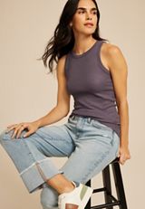 24/7 Cozy Highline Ribbed Tank Top, SHADOW BLUE, small