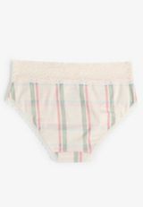 Simply Comfy Cotton Mauve Plaid Hipster Panty, C7555, small