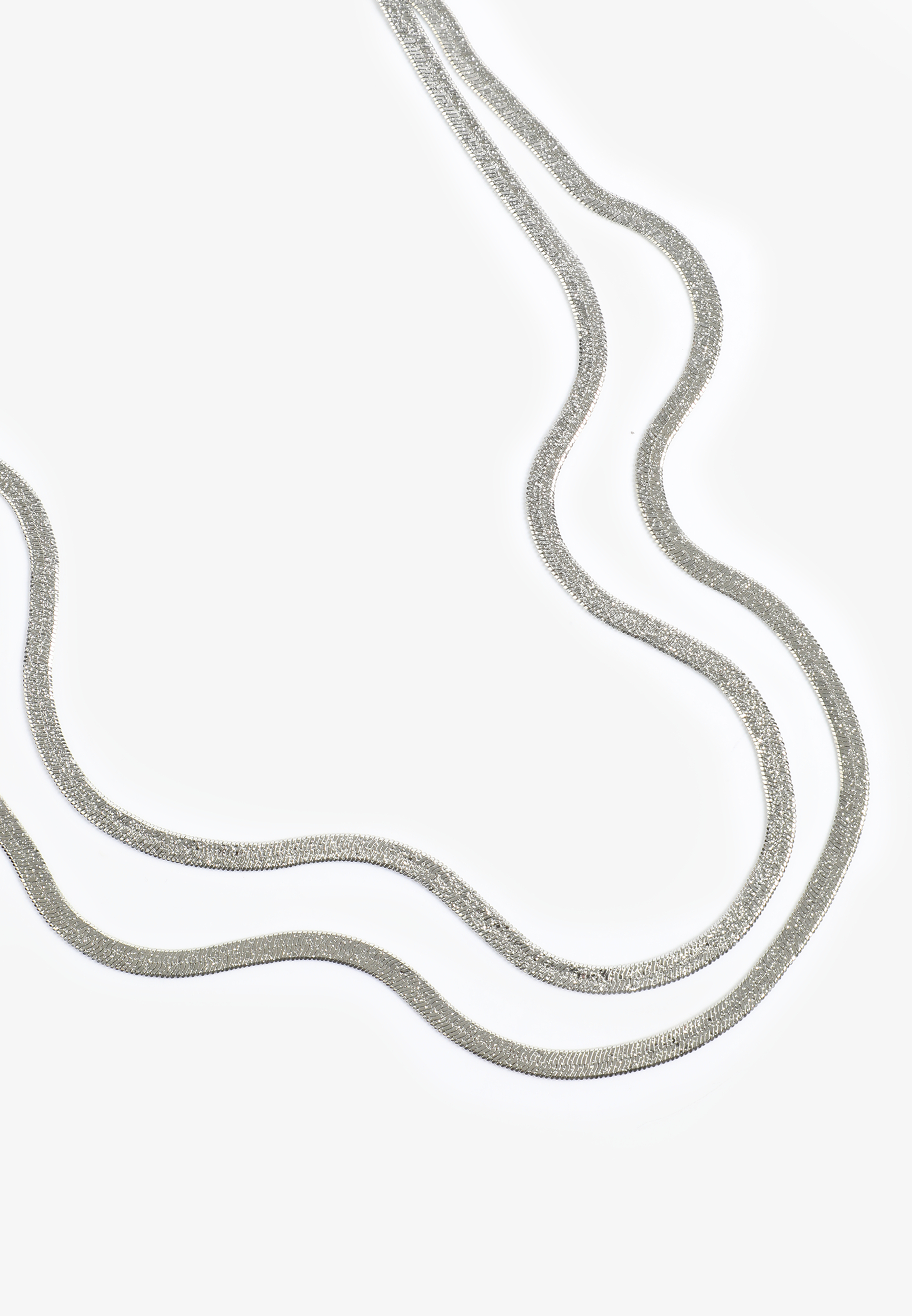 Silver Sparkle Double Snake Chain Necklace