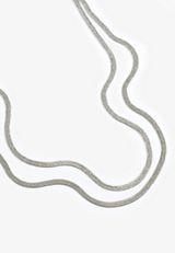 Silver Sparkle Double Snake Chain Necklace, C431, small