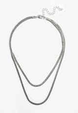 Silver Sparkle Double Snake Chain Necklace, C431, small