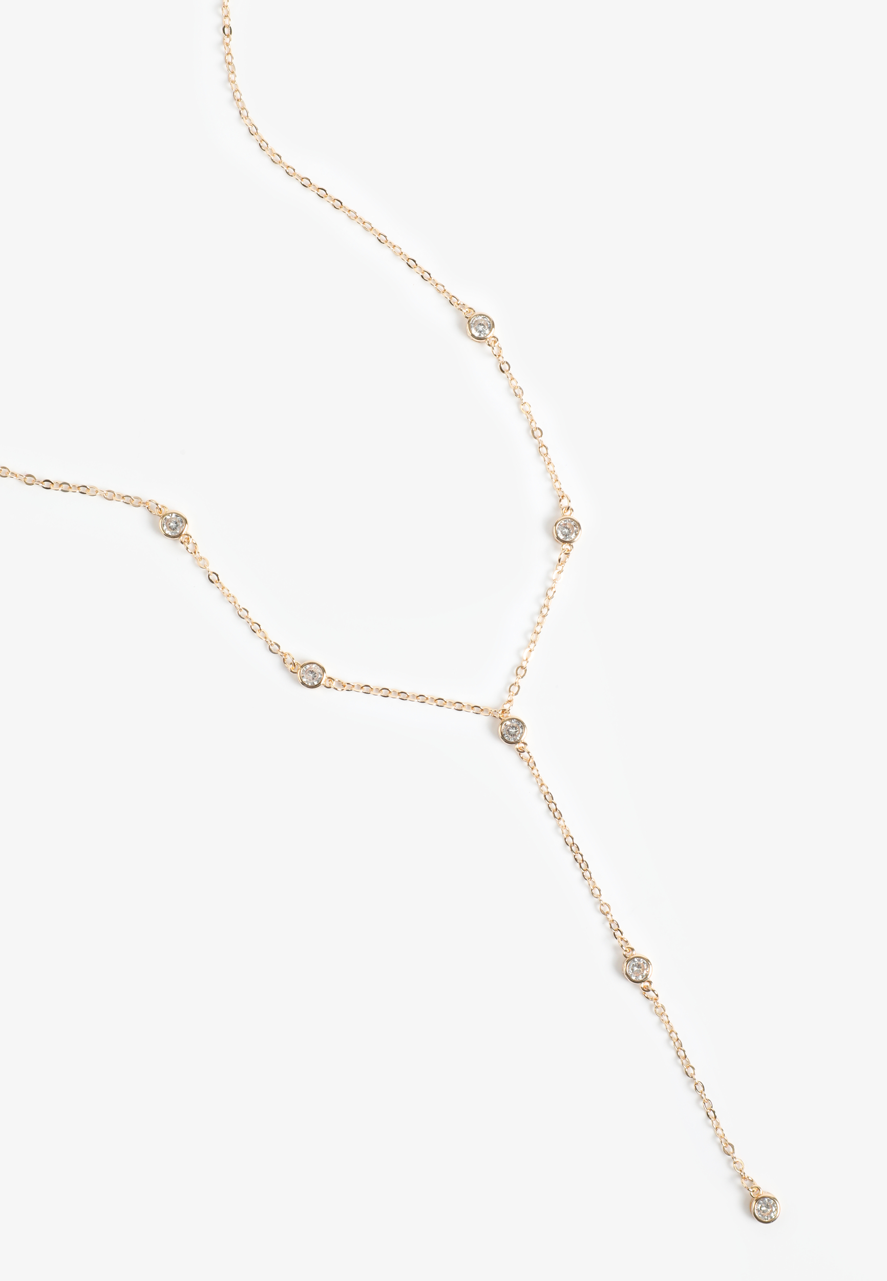 Gold Rhinestone Y Necklace
