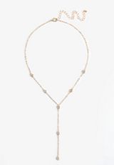 Gold Rhinestone Y Necklace, C605, small