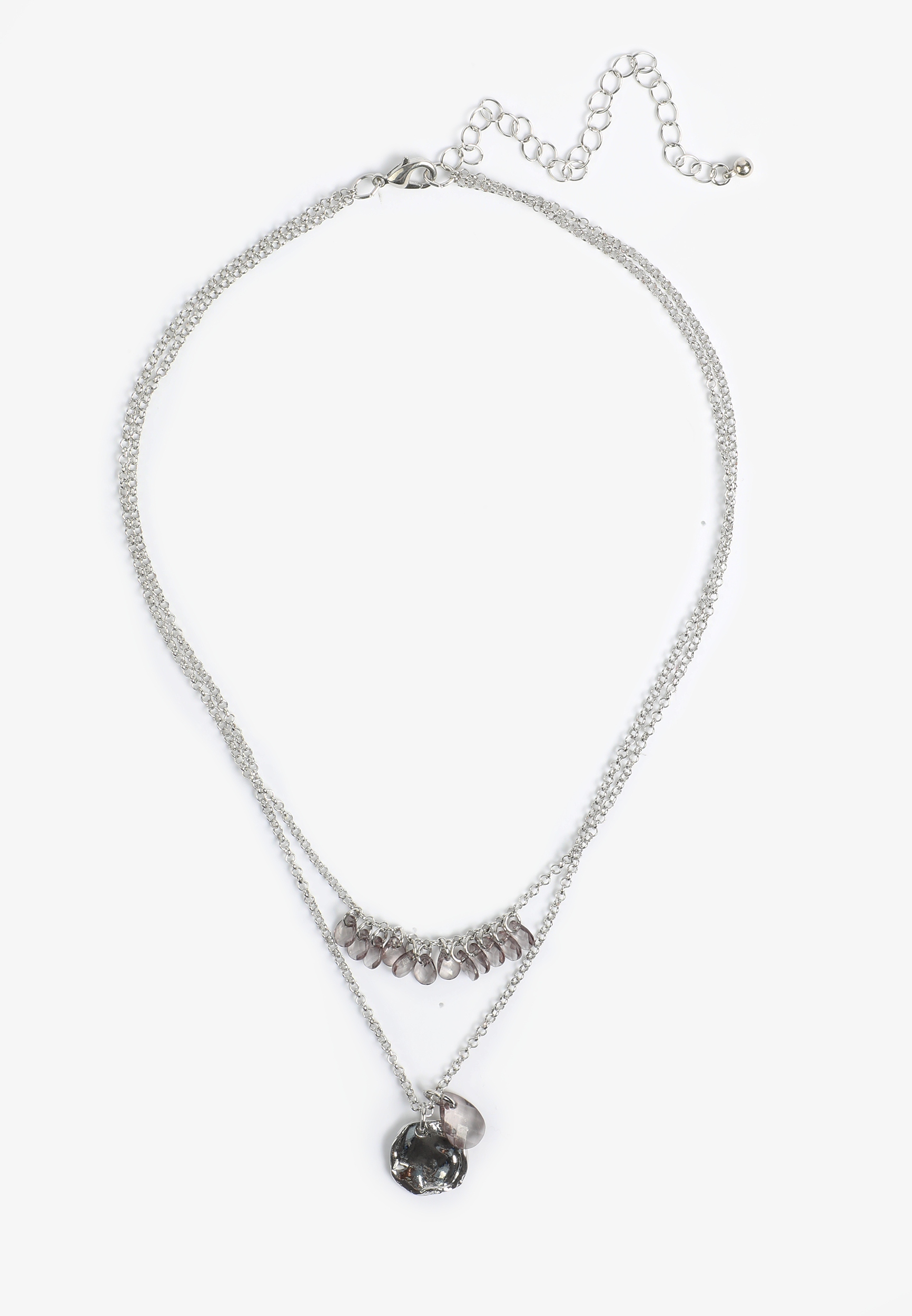 Smokey Faux Quartz Layered Necklace, C431, large