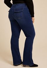 Plus Size m jeans by maurices&trade; Dark Mid Rise Flap Back Pocket Slim Boot Jean, C258, small