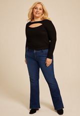 Plus Size m jeans by maurices&trade; Dark Mid Rise Flap Back Pocket Slim Boot Jean, C258, small