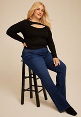 Plus Size m jeans by maurices&trade; Dark Mid Rise Flap Back Pocket Slim Boot Jean, C258, small