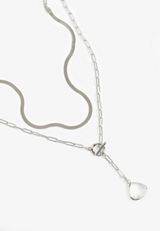 Silver Teardrop Pendant Layered Necklace, C431, small
