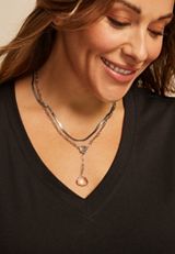 Silver Teardrop Pendant Layered Necklace, C431, small
