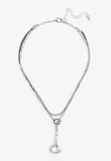 Silver Teardrop Pendant Layered Necklace, C431, small