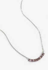 Silver Mauve Glass Gemstone Pendant Necklace, C431, small