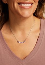 Silver Mauve Glass Gemstone Pendant Necklace, C431, small