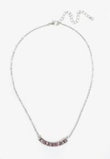 Silver Mauve Glass Gemstone Pendant Necklace, C431, small