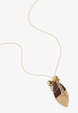 Gold And Brown Dipped Faux Leather Leaf Pendant Necklace, BROWN COMBO, small