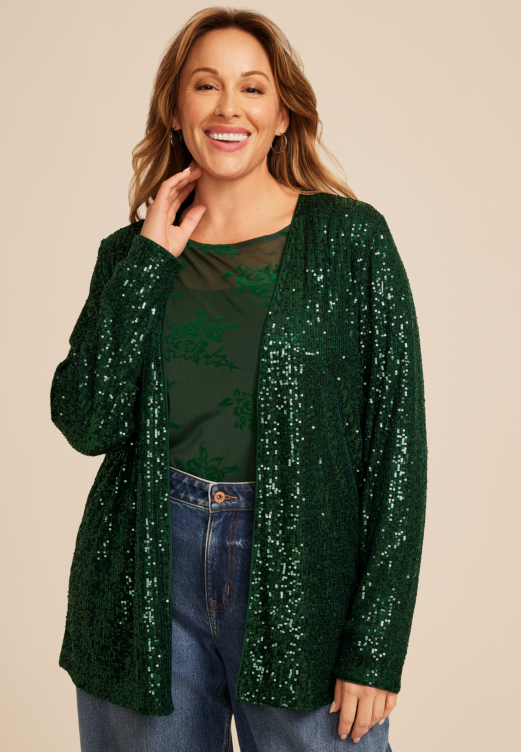 Plus Size Studio Y Sequin Cardigan 