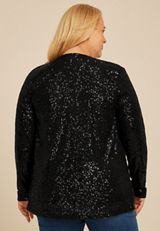 Plus Size Studio Y Sequin Cardigan, BLACK, small