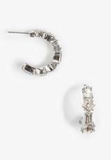 Silver Gemstone Glamour Hoop Earrings, C431, small