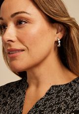 Silver Gemstone Glamour Hoop Earrings, C431, small