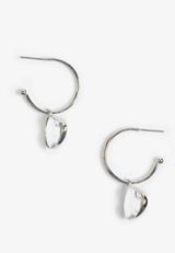 Silver Teardrop Hoop Earrings, SILVER, small