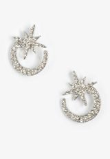Celestial Sparkle Rhinestone Stud Earrings, SILVER, small
