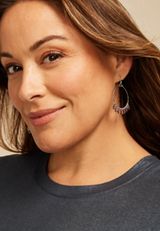 Smokey Faux Quartz Beaded Hoop Earrings, SILVER, small