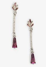 Mauve Glass Gemstones Drop Earrings, SILVER, small