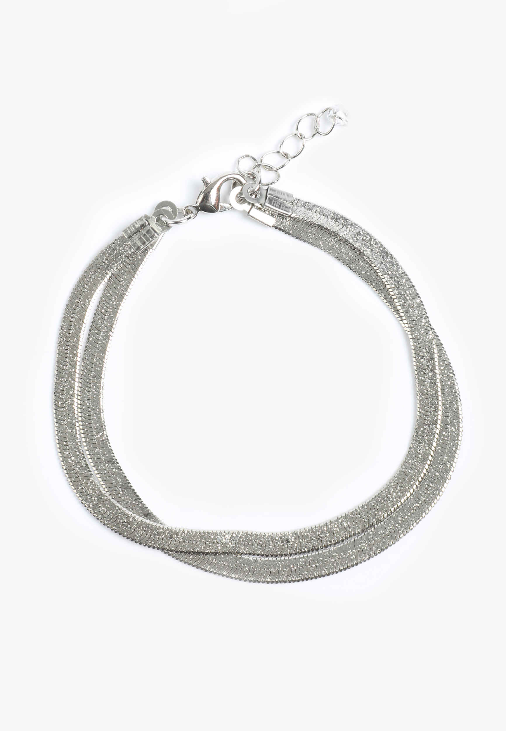 Silver Sparkle Double Snake Chain Bracelet