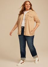 Plus Size Washed Hooded Shacket, C1457, small
