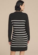 Striped Mock Neck Mini Sweater Dress, C1756, small