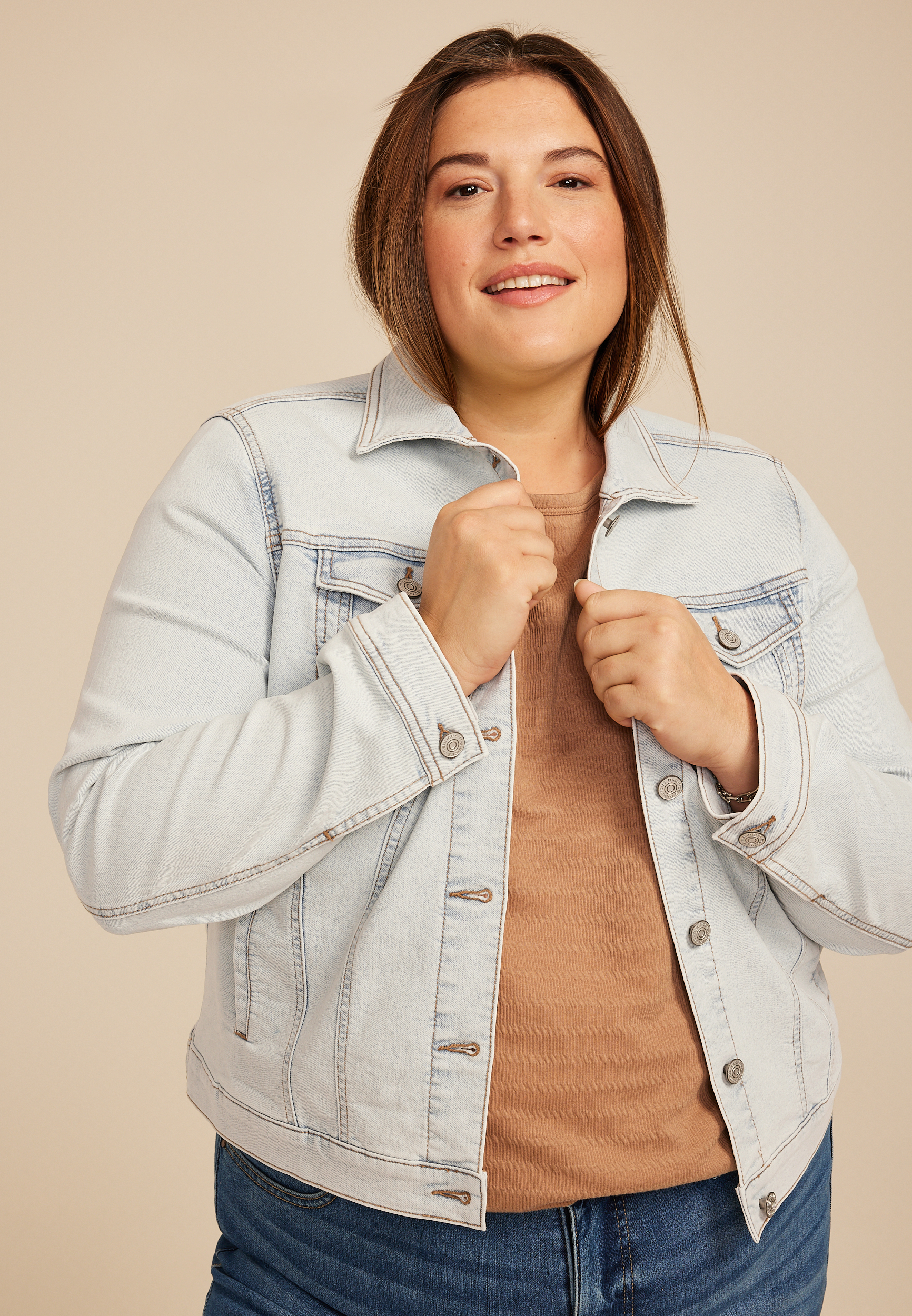Plus Size Light Wash Denim Jacket | maurices