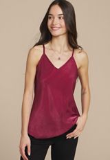 Red Satin V Neck Cami, C1734, small