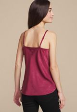 Red Satin V Neck Cami, C1734, small