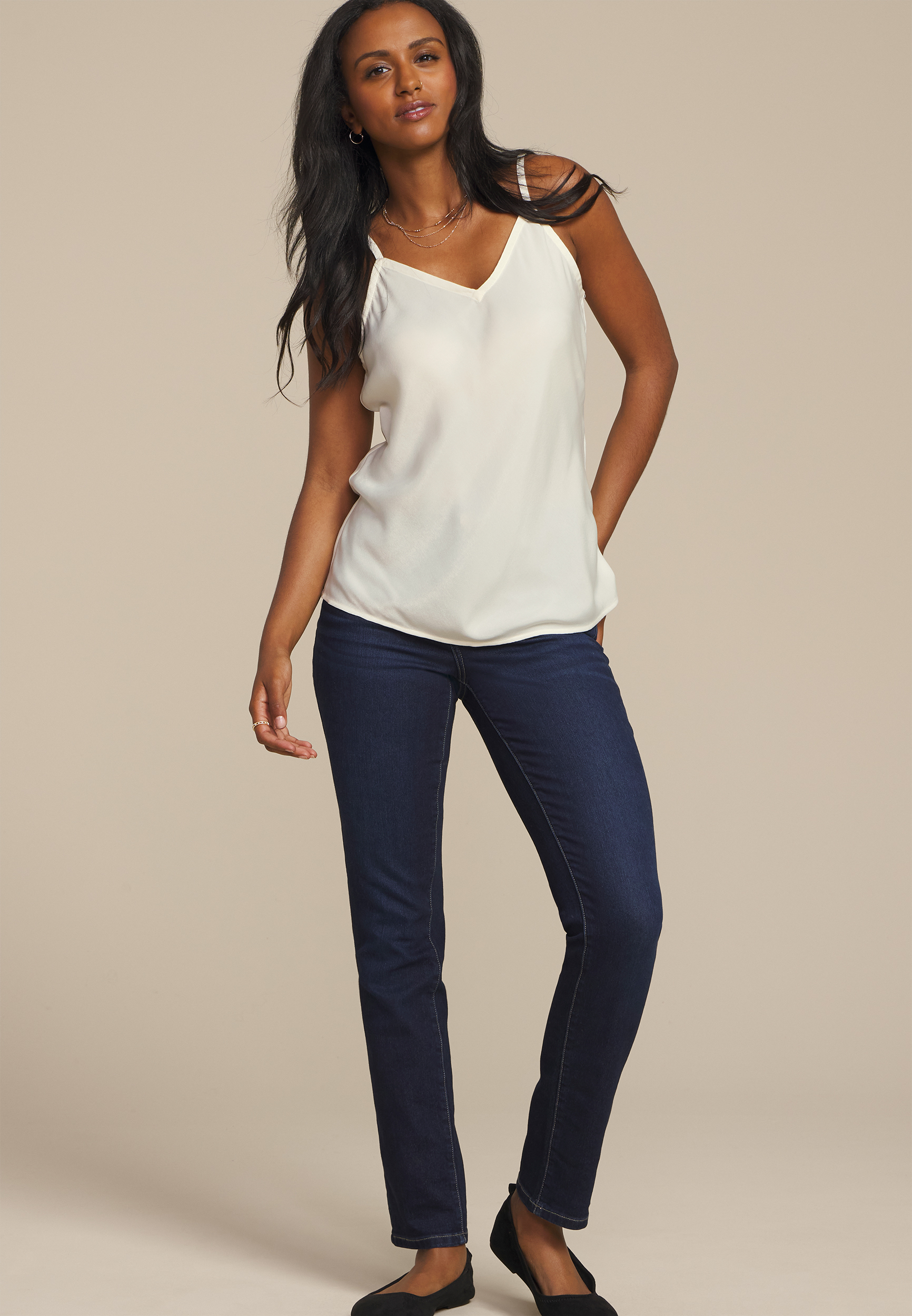 Satin V Neck Cami, C8232, large