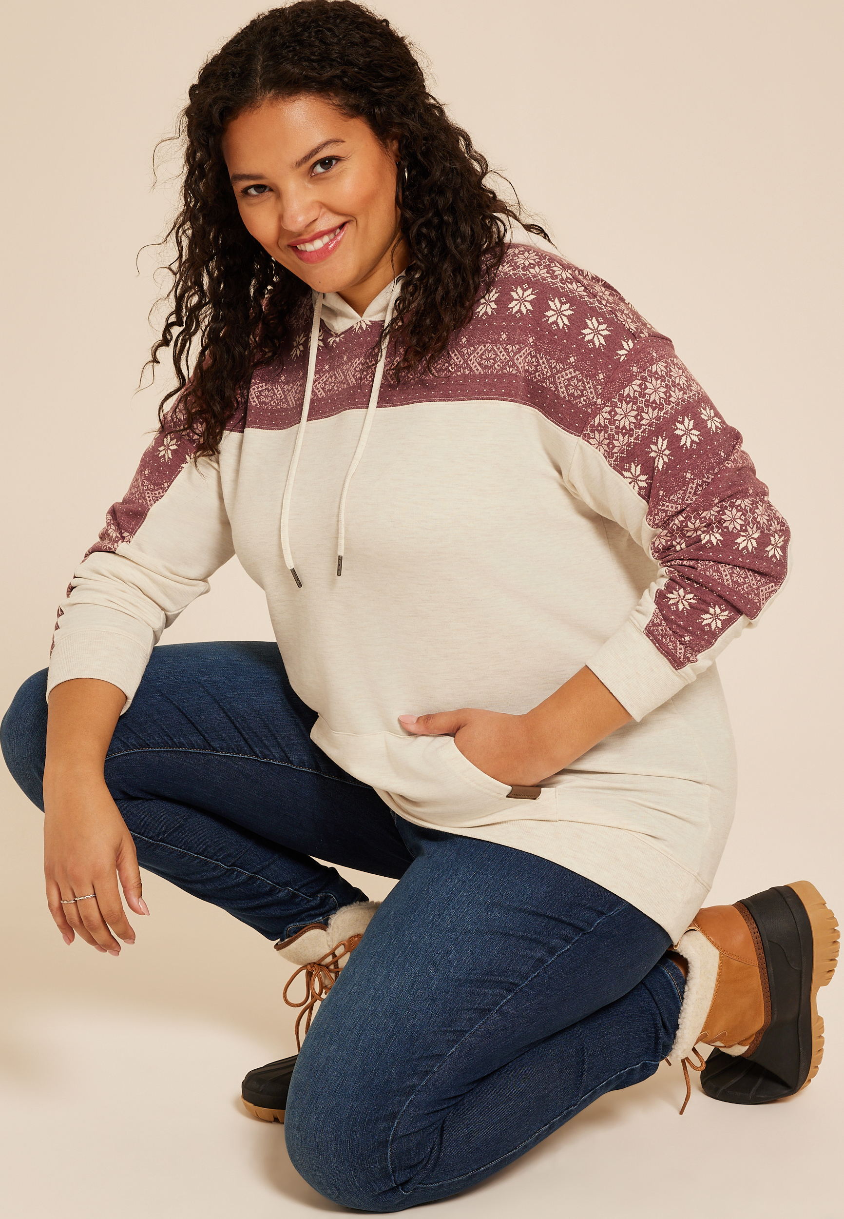 Plus Size Homeward Fair Isle Hoodie, , large