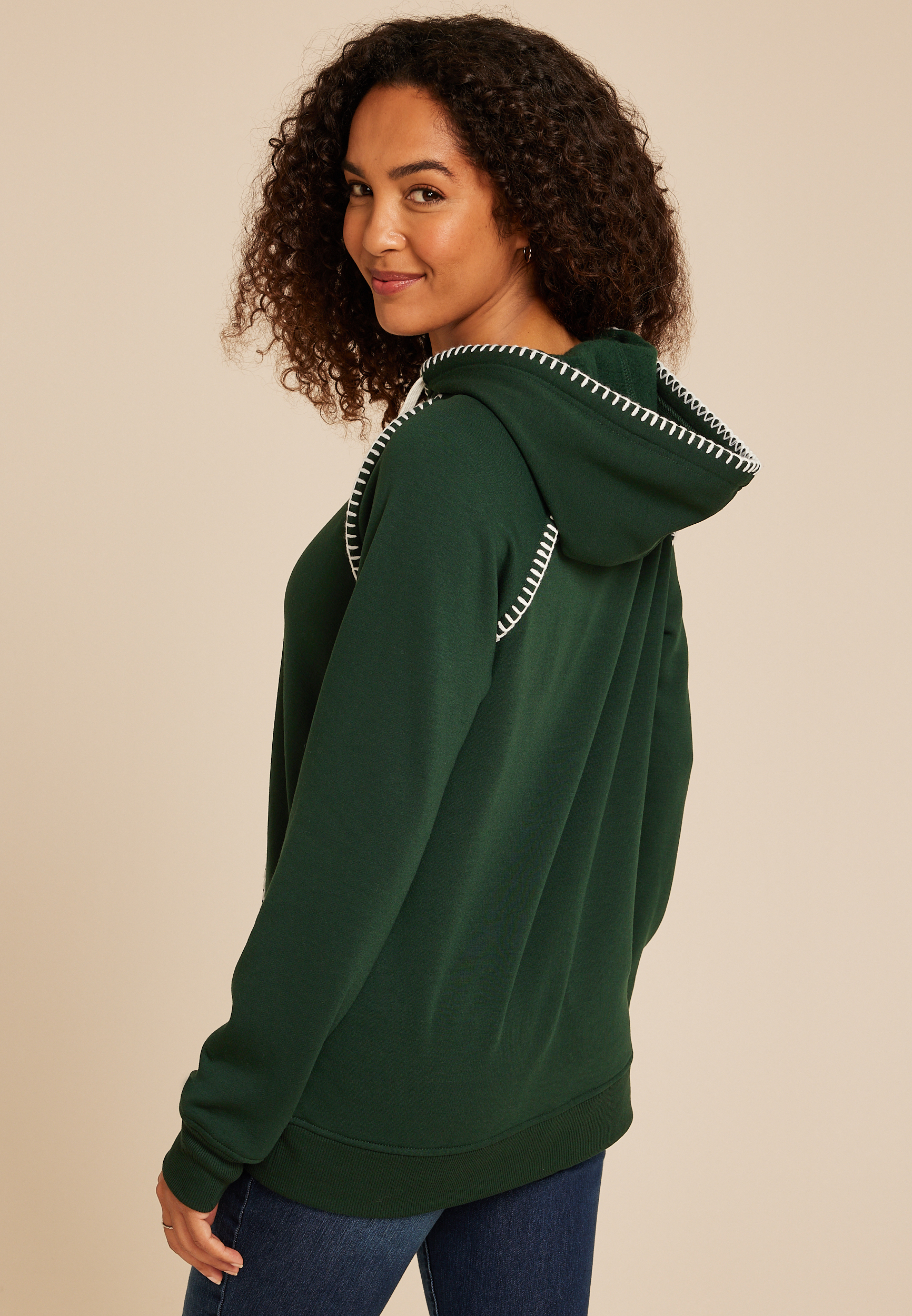 Green Homeward Whipstitch Hoodie, C1037, large