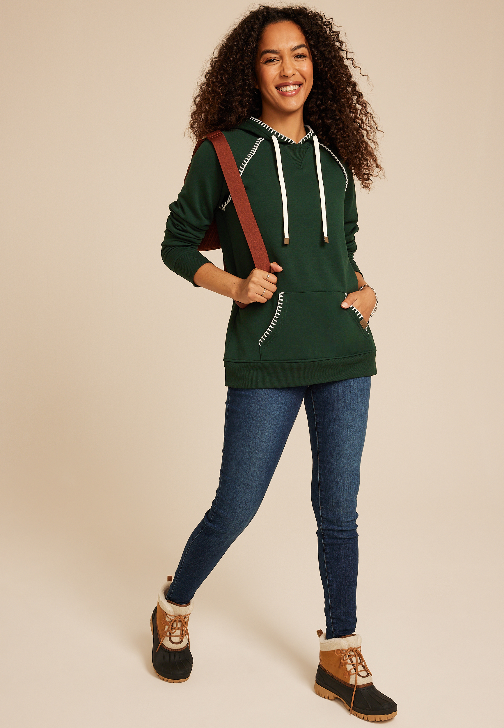 Green Homeward Whipstitch Hoodie, C1037, large