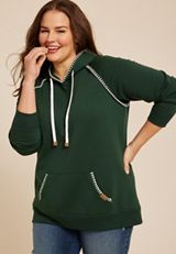 Plus Size Homeward Whipstitch Hoodie, MYRTL GREEN, small