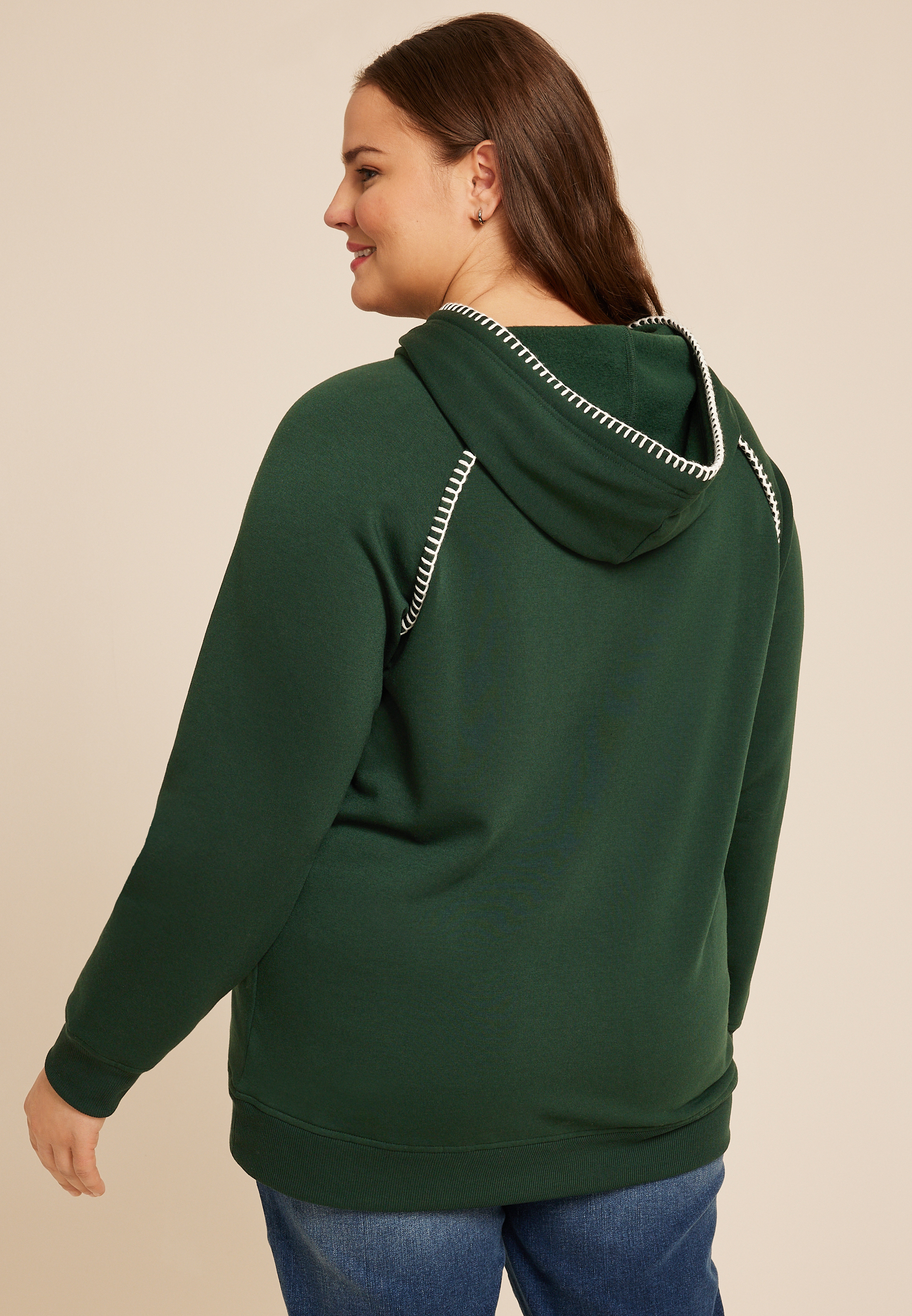 Plus Size Homeward Whipstitch Hoodie, MYRTL GREEN, large