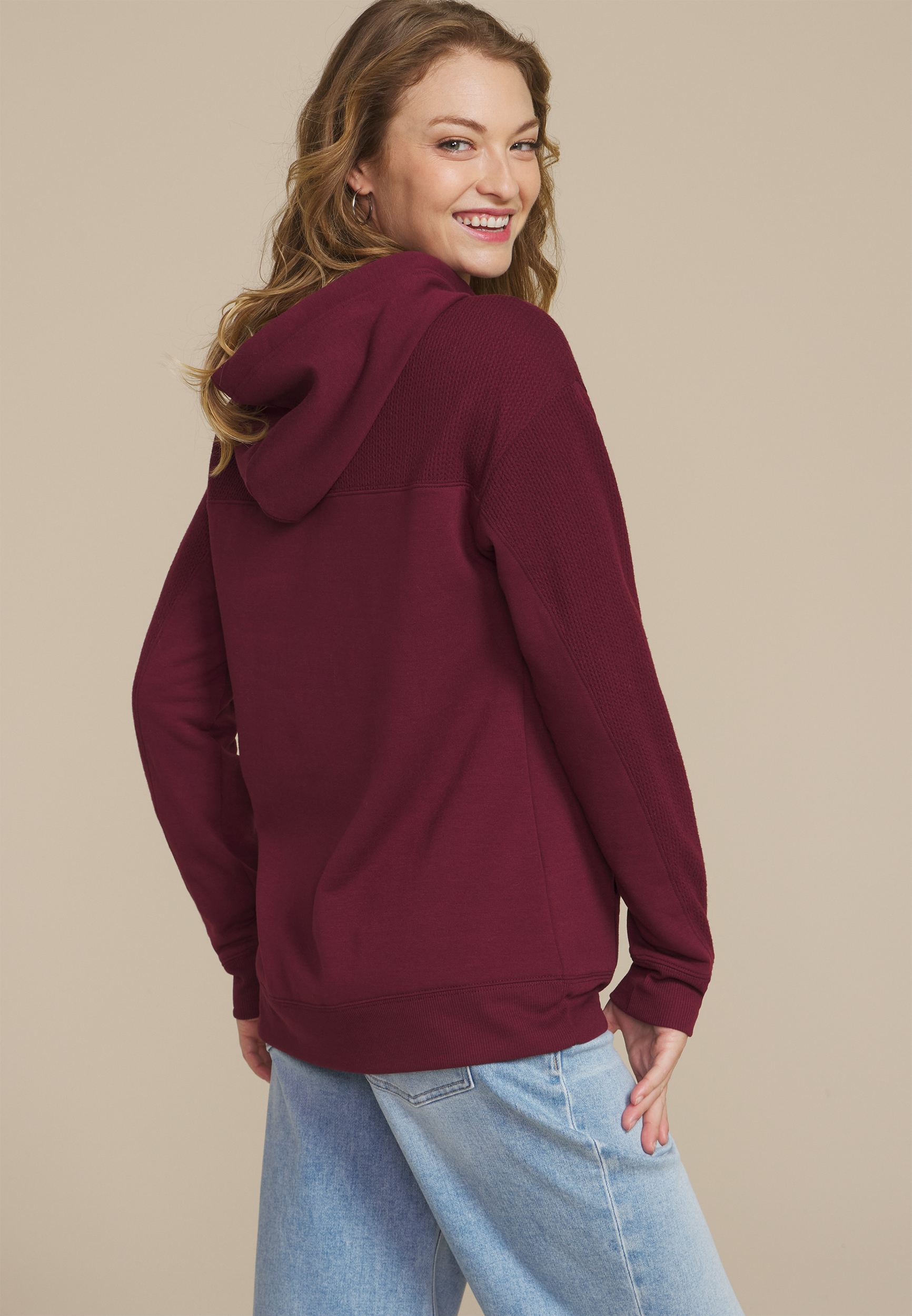 Homeward Knit Trim Hoodie, TAWNY PORT, large
