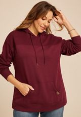 Plus Size Homeward Knit Trim Hoodie, TAWNY PORT, small