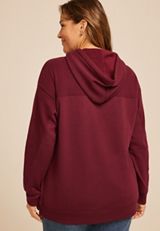 Plus Size Homeward Knit Trim Hoodie, TAWNY PORT, small