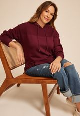 Plus Size Homeward Knit Trim Hoodie, TAWNY PORT, small