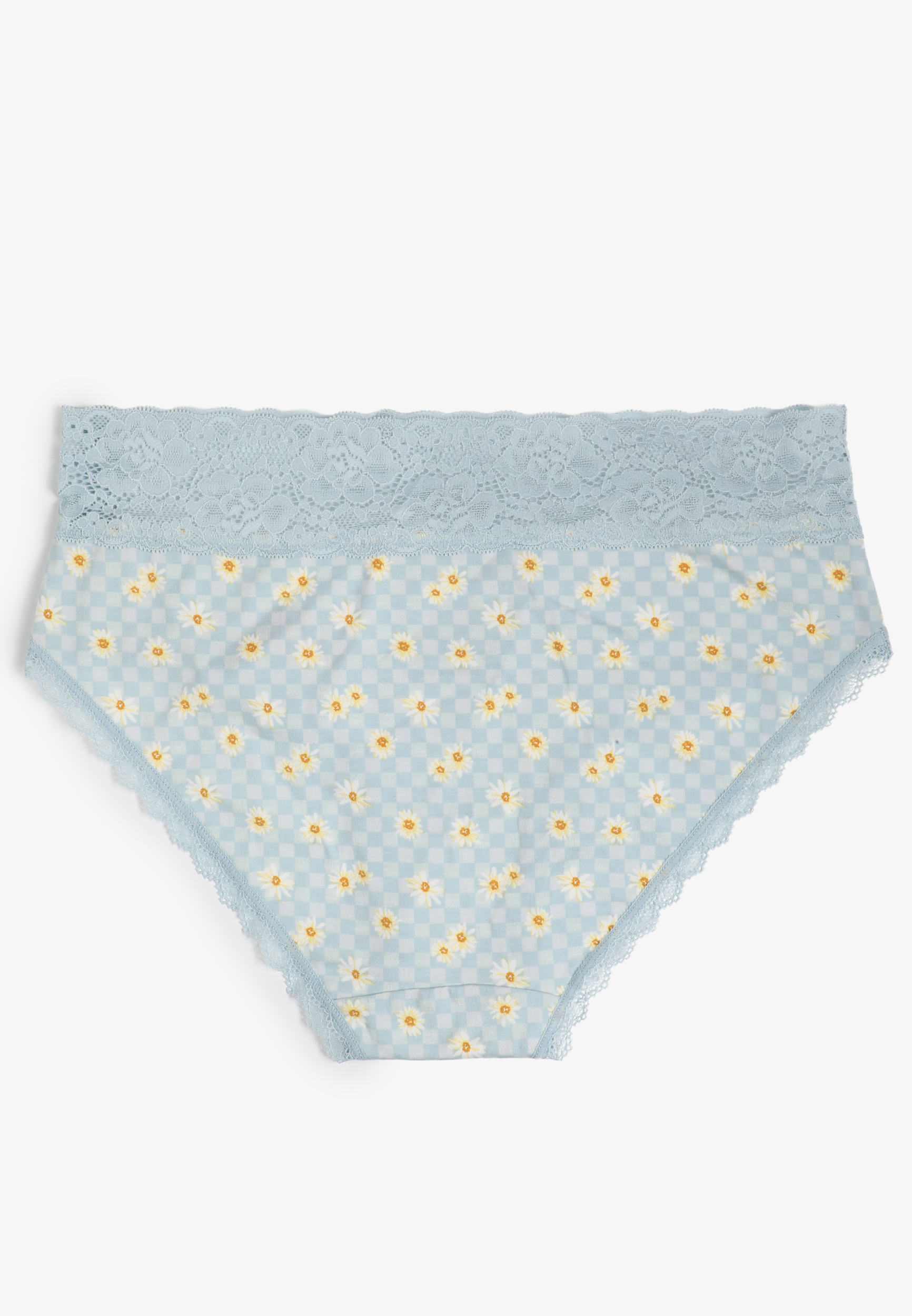 Simply Comfy Cotton Floral Gingham Hipster Panty, BALLAD BLUE COMBO, large