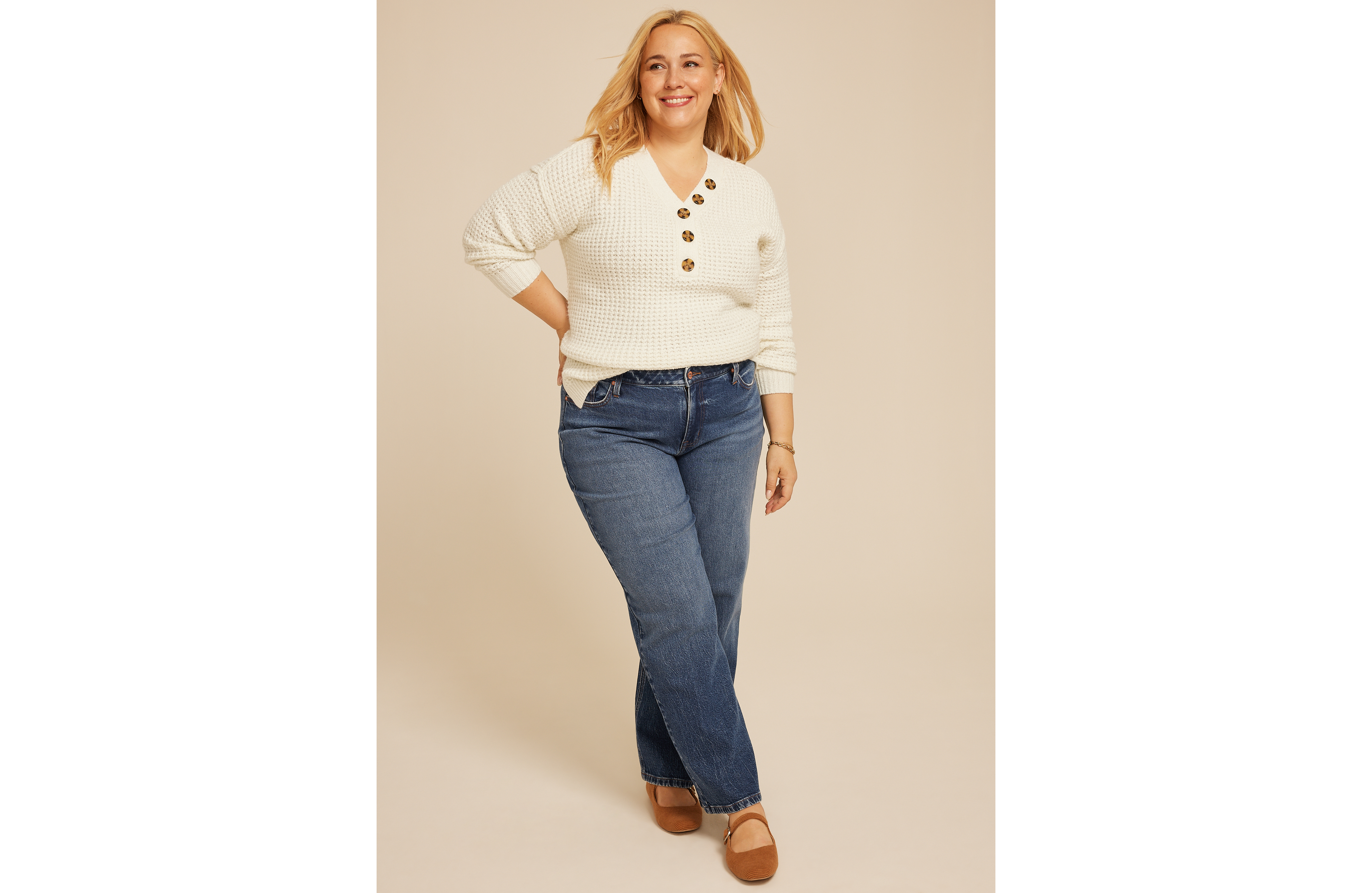 Plus edgely™ Dark High Rise Wide Leg Jean