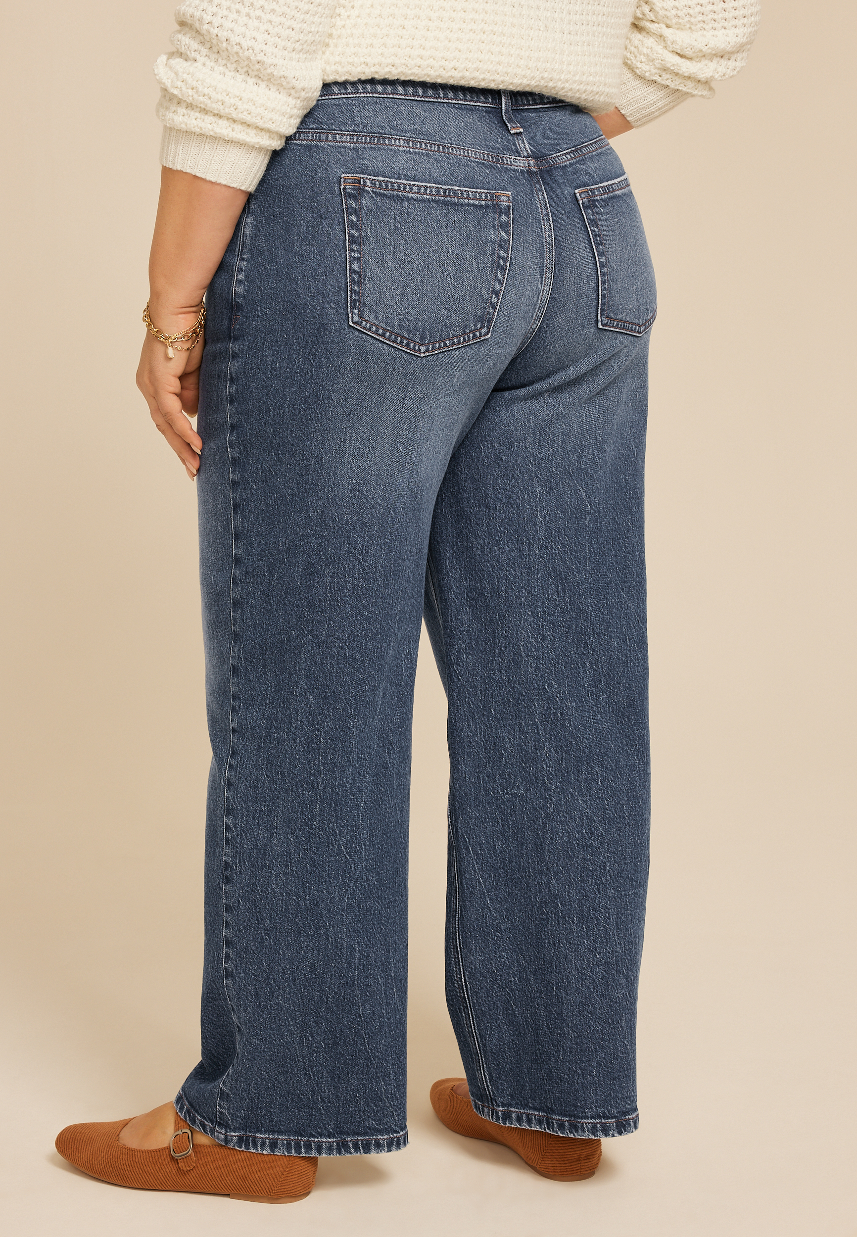 Plus Size edgely&trade; Dark High Rise Wide Leg Jean, C258, large