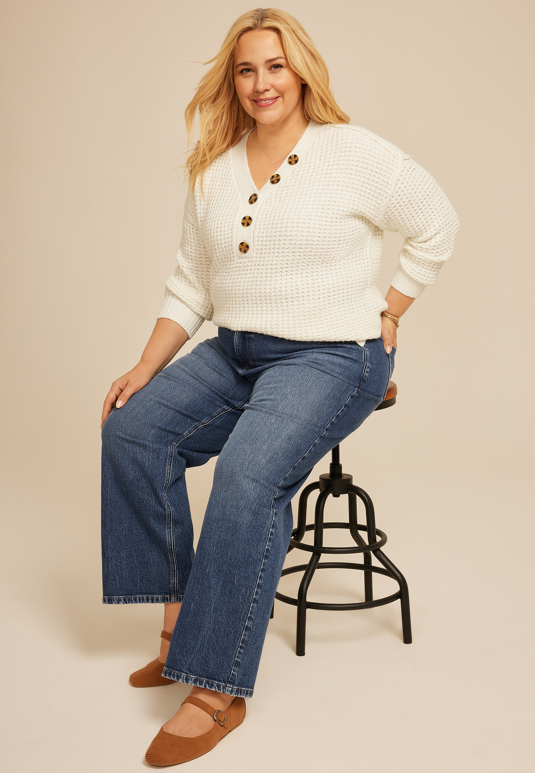 Plus Size edgely&trade; Dark High Rise Wide Leg Jean, C258, large
