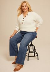 Plus Size edgely&trade; Dark High Rise Wide Leg Jean, C258, small