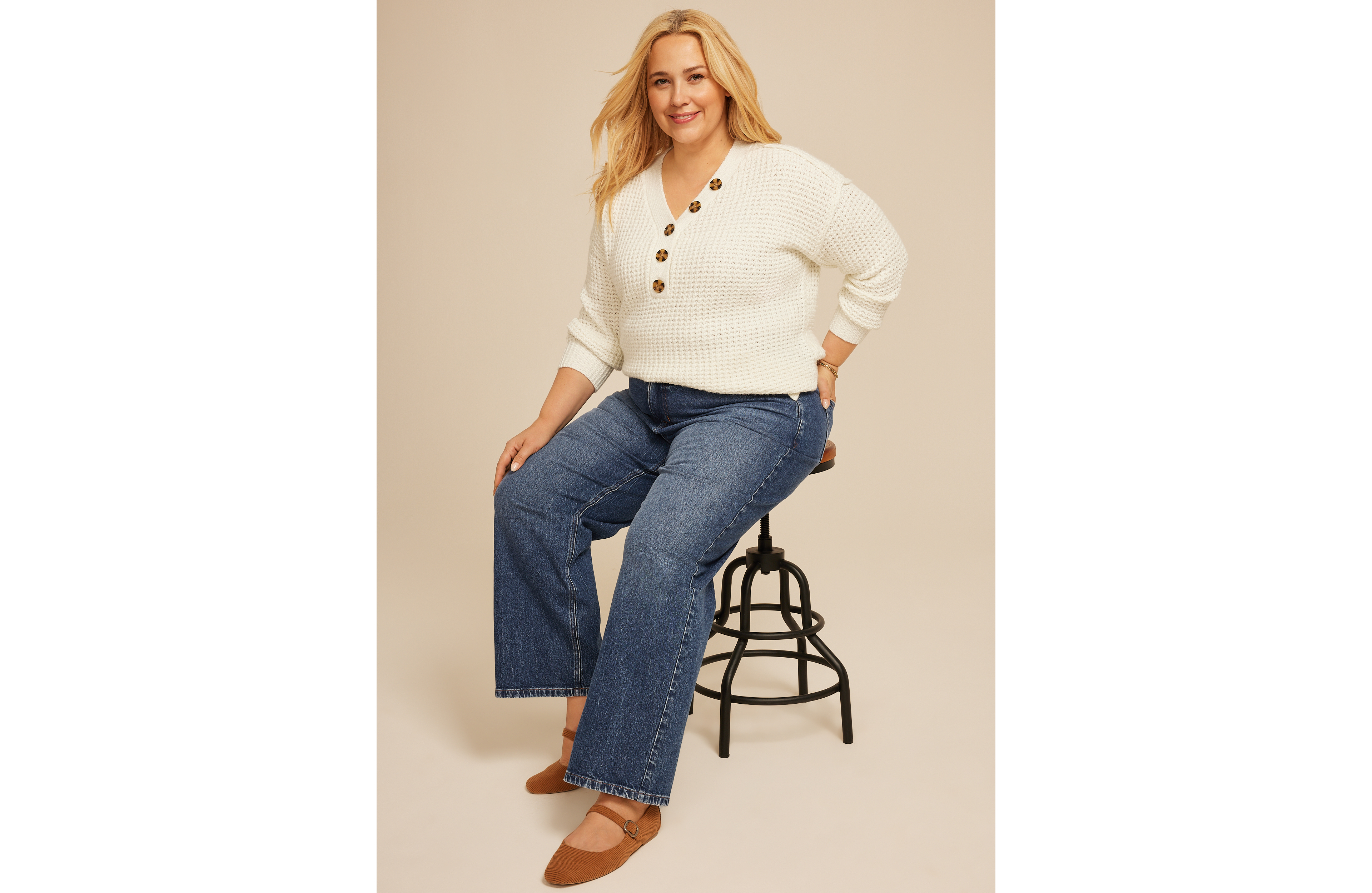 Plus edgely™ Dark High Rise Wide Leg Jean